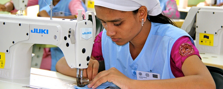 Female garment factory worker, Bangladesh