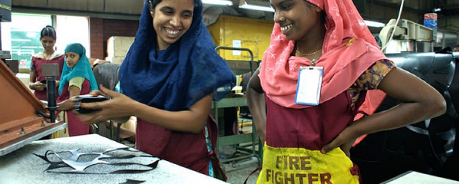 Young female trainee leather workers in a factory, Gazipur, Bangladesh 