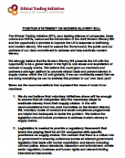 Position statement on modern slavery Position statement on modern slavery