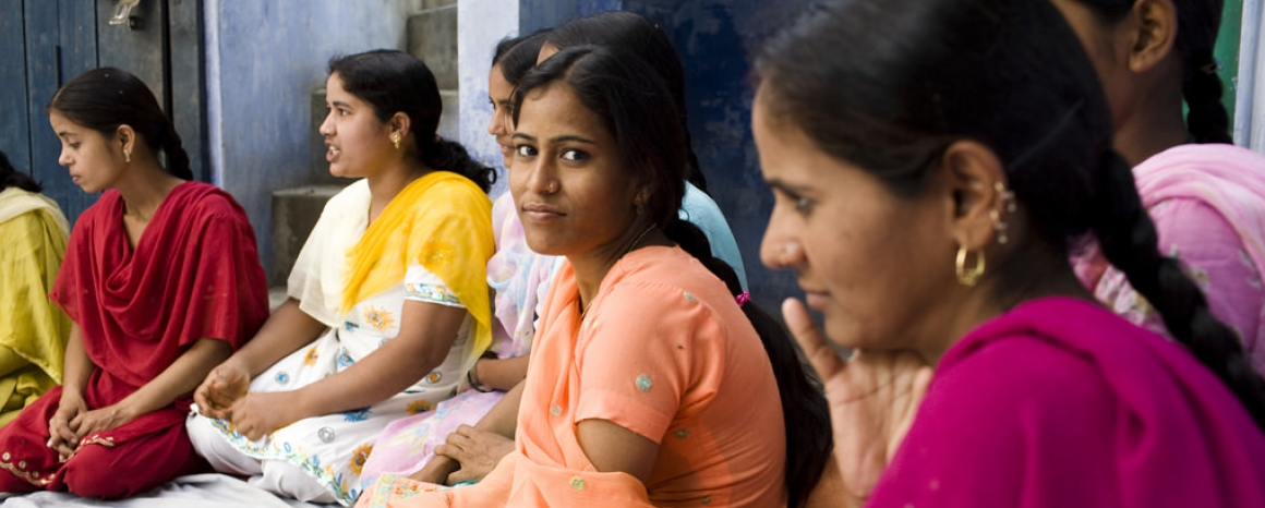 Homeworkers attending a meeting, India
