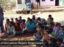 Children learning at one of Manjari's 'Bridge Camps'