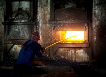 Man working in Indian steel works 