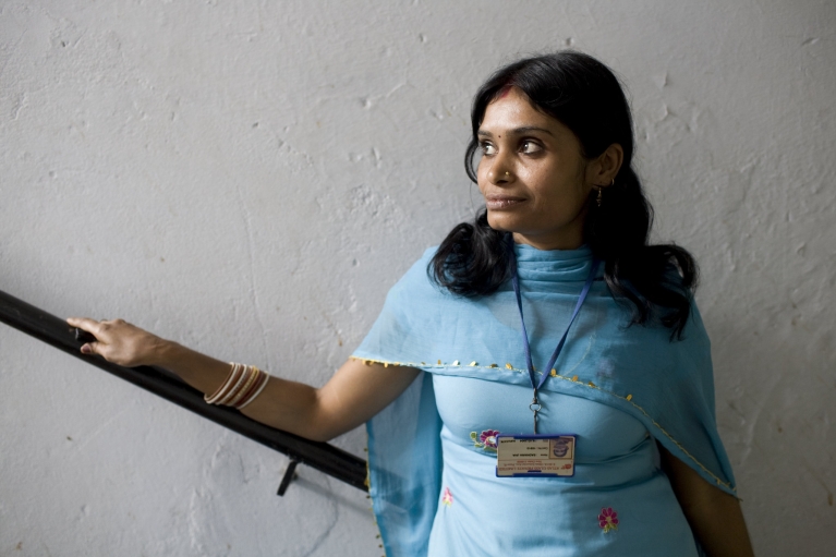 Female garment factory worker, India