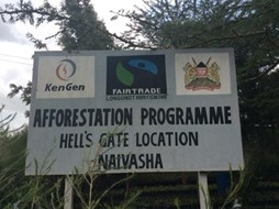 A sign for Hell's Gate Aforestation Programme