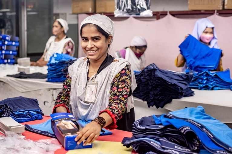 Woman workers in a textile factory in Bangladesh