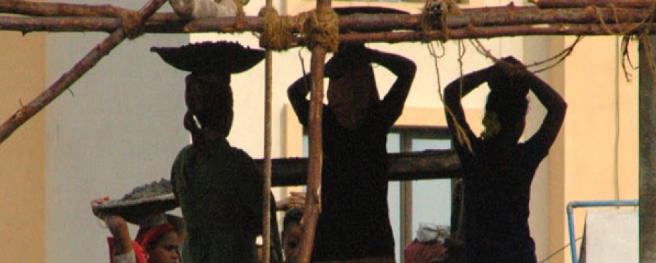 Women working on a construction site, India