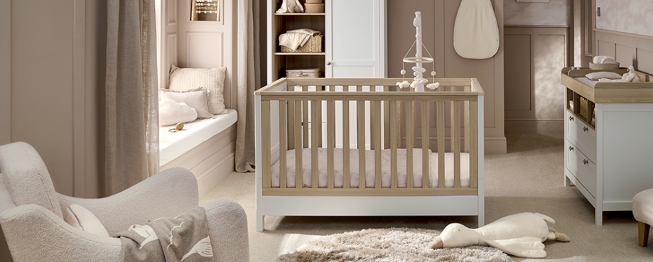 Room interior with baby's cot