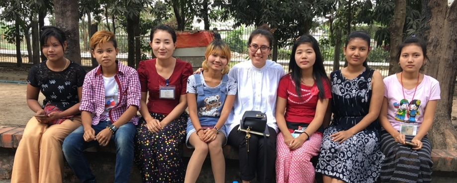 ETI's Gender Programme Lead, Heidi Chan, picture with women workers in Myanmar in 2018. Photo credit: Heidi Chan.