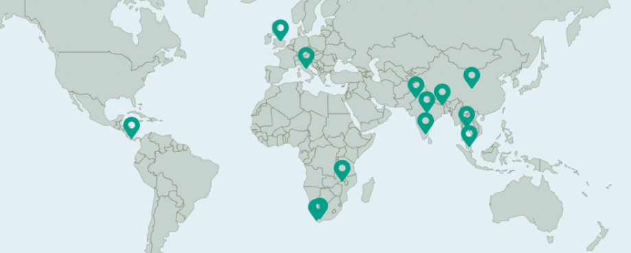 World map showing ETI's global initiatives