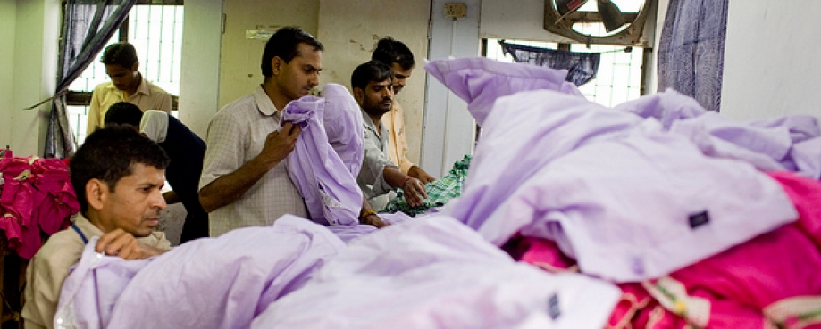 Male garment factory workers, India