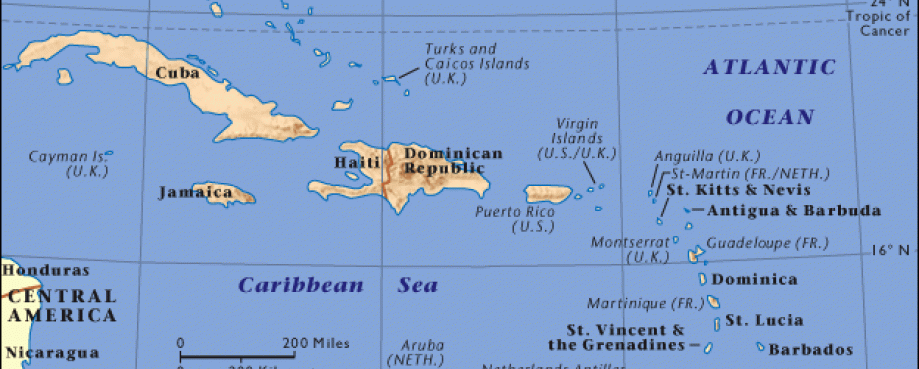 Map of the Caribbean Map of the Caribbean