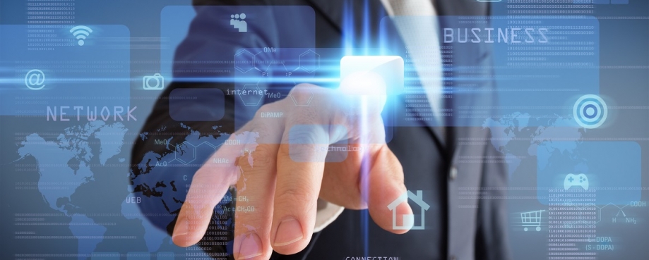 Man pressing a multimedia computer display: Romolo Tavani/Shutterstock