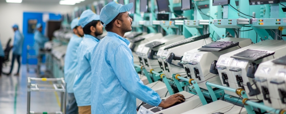 Workers at a manufacturing plant