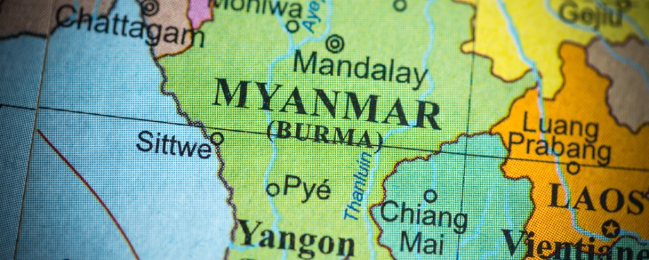 Map of Myanmar. Photo credit: Shutterstock