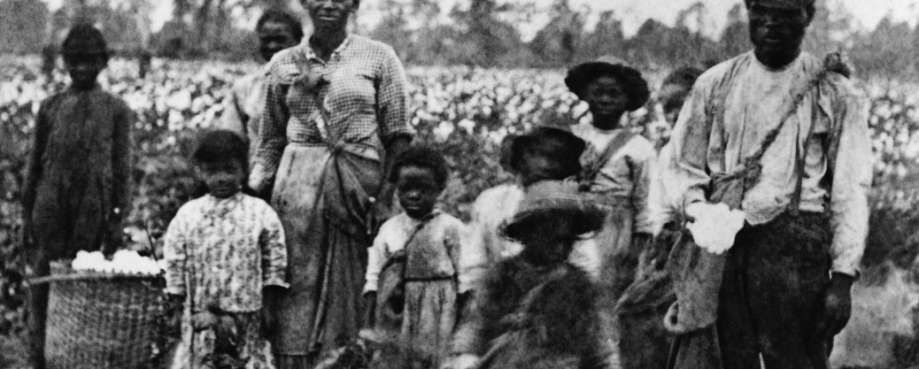 Slave family on an early-1860s American cotton plantation