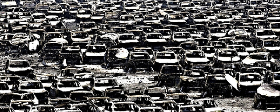 Thousands of burnt out cars, Tianjin. China Photo: flickr.com/photos/hinkelstone Thousands of burnt out cars, Tianjin. China