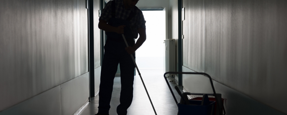 Image of contract cleaner courtesy of Shutterstock