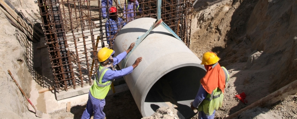 Workers at a construction site in Dubai