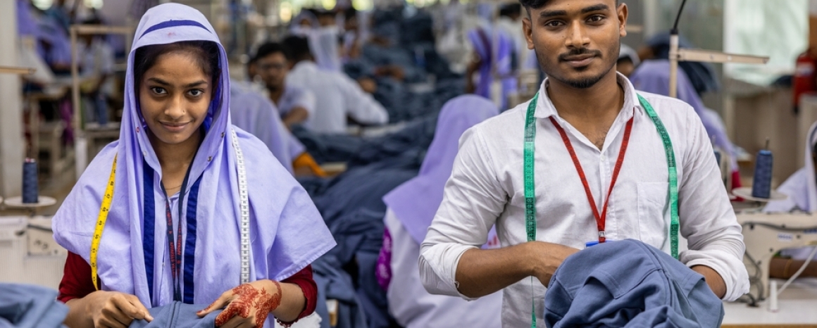Male and female garment workers, Bangladesh