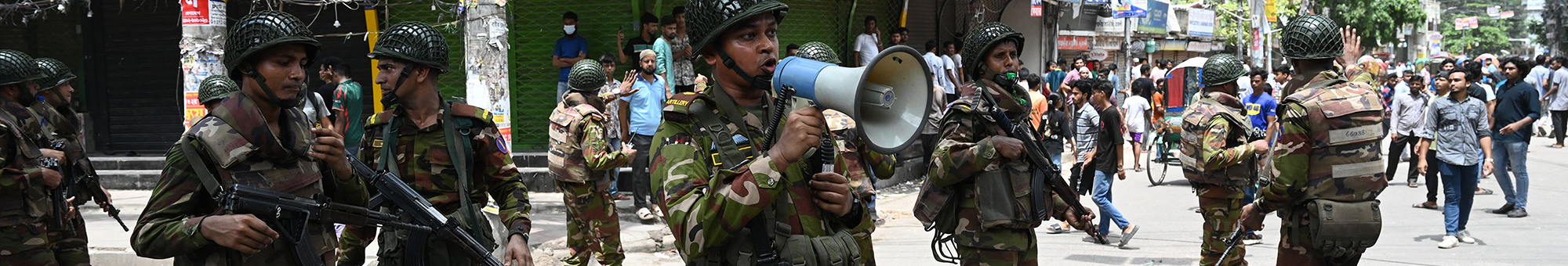 Milatary personnel, maintaining order on the streets of Dhaka, Bangladesh