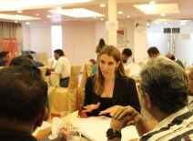Melissa Kardana, ETI's Purchasing Practices Programme Lead engages with garment industry stakeholders in Bangladesh.