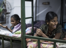 Young female cotton mill workers, Tamil Nadu, India