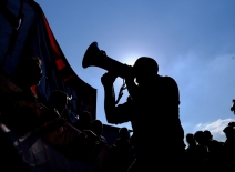 Activist with megaphone