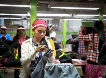 Cambodian worker sewing