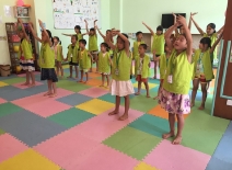 Children in factory child friendly space
