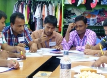 Shamima taking part in social dialogue training for supervisors at a Bangladeshi garment factory