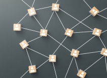 Wooden blocks connected together on blue background. Teamwork, network and community concept. Photo credit: Shutterstock.