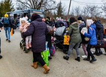 Ukranian refugees fleeing Russian invasion to neighbouring Slovakia