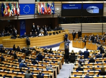 General view inside the European Parliament as Holocaust Memorial Day is marked in Brussels, Belgium on January 26, 2023. Photo credit: Shutterstock.