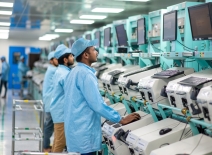 Workers at a manufacturing plant