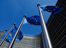European flags in front of the Berlaymont building, headquarters of the European Commission in Brussels, Belgium. Photo credit: Shutterstock.