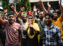 Workers protesting unpaid wages, Bangladesh