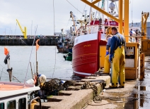 Fishing dock workers, Scarborough, UK