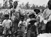 Slave family on an early-1860s American cotton plantation